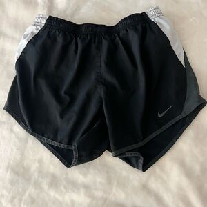Nike Black Athletic Shorts with White and Gray Panels